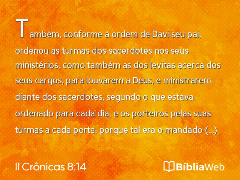 II Crônicas 8:14 em imagem para compartilhar