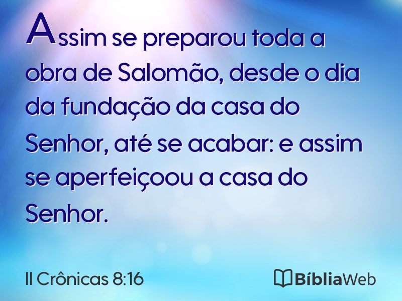 II Crônicas 8:16 em imagem para compartilhar