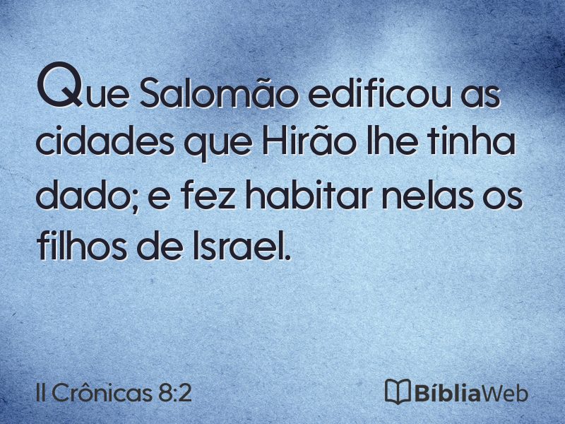 II Crônicas 8:2 em imagem para compartilhar