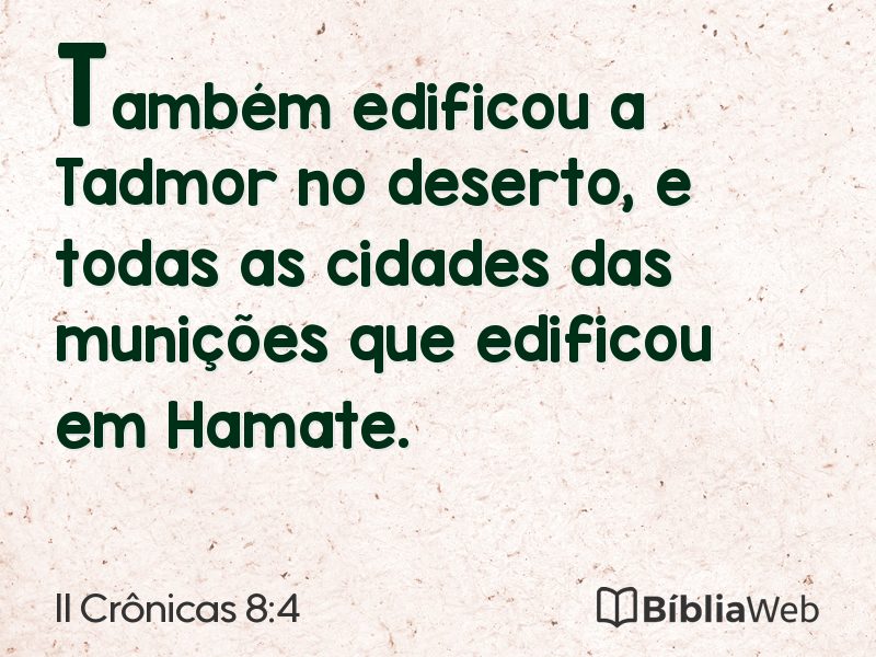 II Crônicas 8:4 em imagem para compartilhar