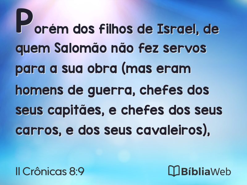 II Crônicas 8:9 em imagem para compartilhar