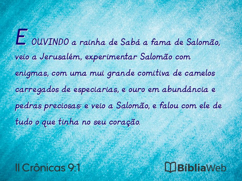 II Crônicas 9:1 em imagem para compartilhar
