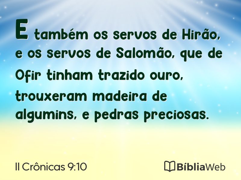 II Crônicas 9:10 em imagem para compartilhar