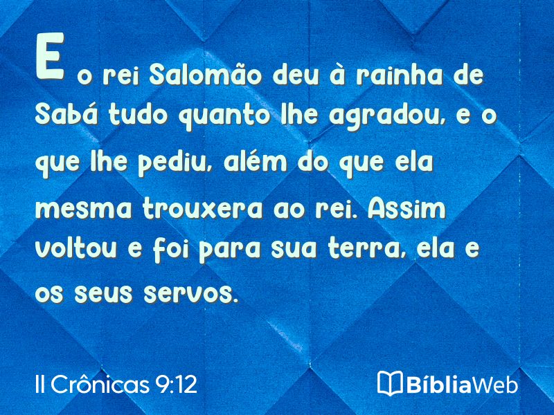 II Crônicas 9:12 em imagem para compartilhar