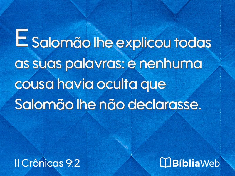 II Crônicas 9:2 em imagem para compartilhar