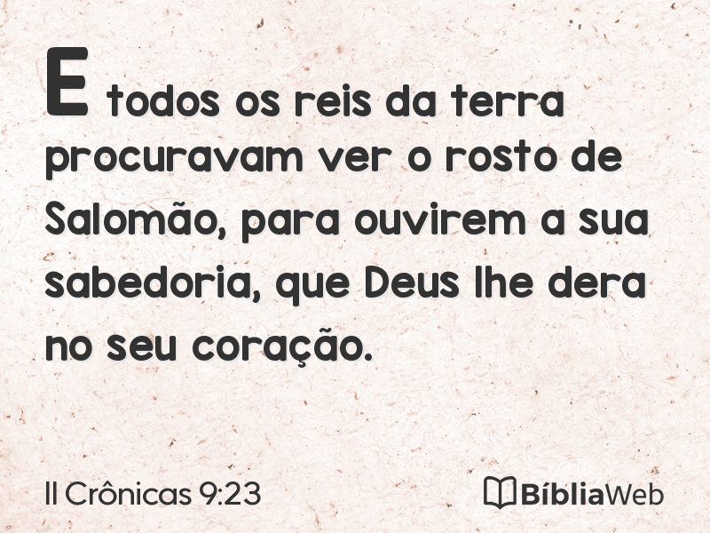 II Crônicas 9:23 em imagem para compartilhar
