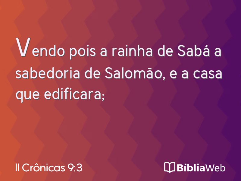 II Crônicas 9:3 em imagem para compartilhar