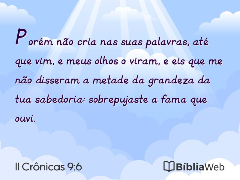 II Crônicas 9:6 em imagem para compartilhar