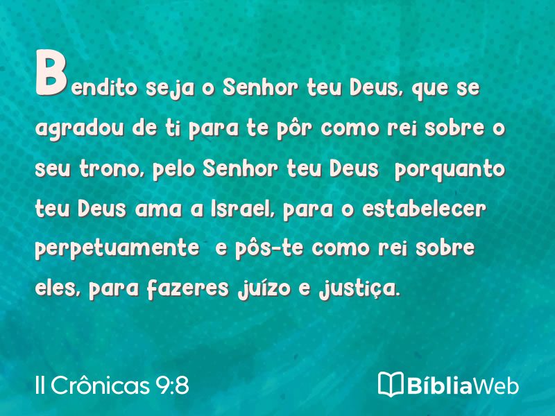 II Crônicas 9:8 em imagem para compartilhar
