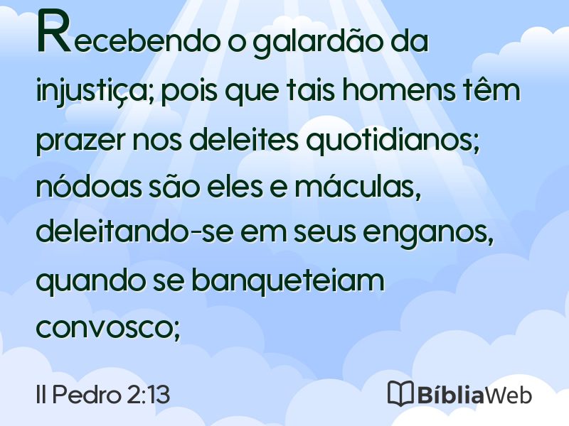 II Pedro 2:13 em imagem para compartilhar