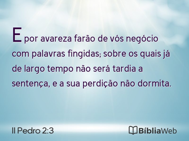 II Pedro 2:3 em imagem para compartilhar