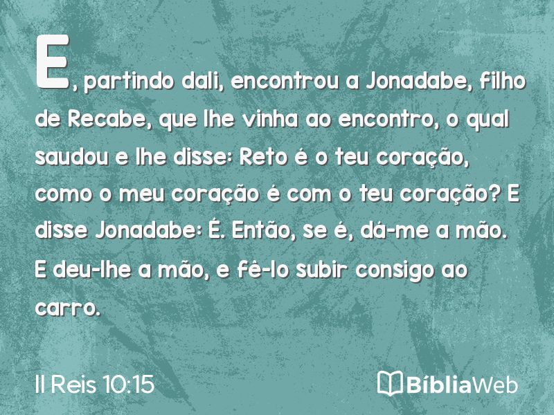 II Reis 10:15 em imagem para compartilhar