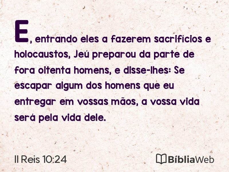 II Reis 10:24 em imagem para compartilhar