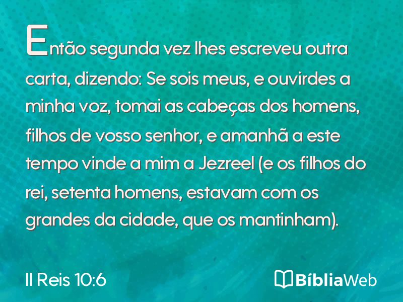 II Reis 10:6 em imagem para compartilhar