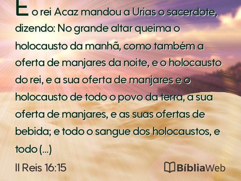 II Reis 16:15 em imagem para compartilhar