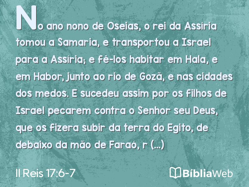 II Reis 17:6-7 em imagem para compartilhar