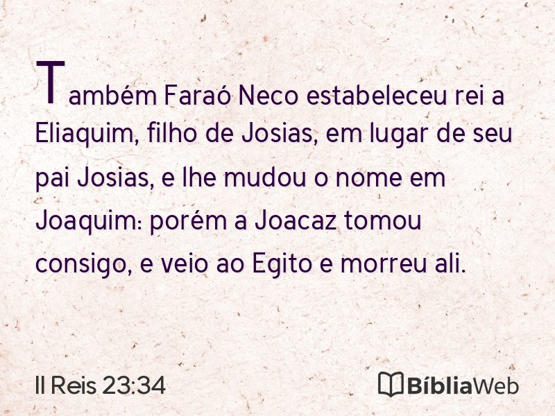 II Reis 23:34 em imagem para compartilhar