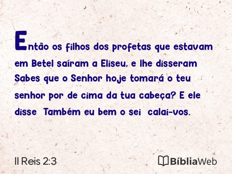 II Reis 2:3 em imagem para compartilhar