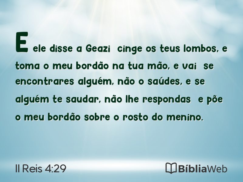 II Reis 4:29 em imagem para compartilhar