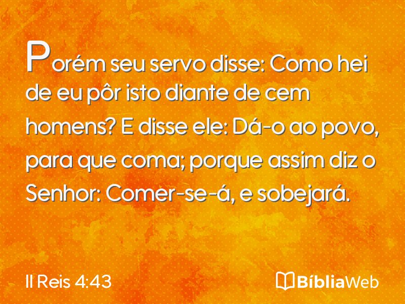 II Reis 4:43 em imagem para compartilhar