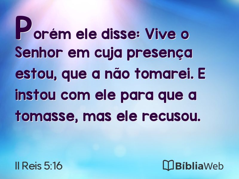 II Reis 5:16 em imagem para compartilhar