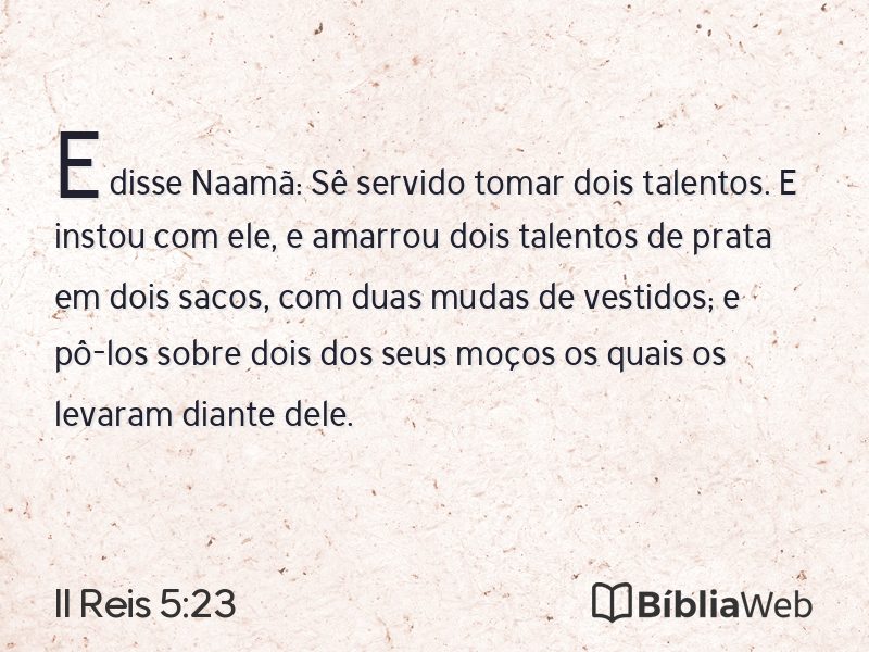 II Reis 5:23 em imagem para compartilhar