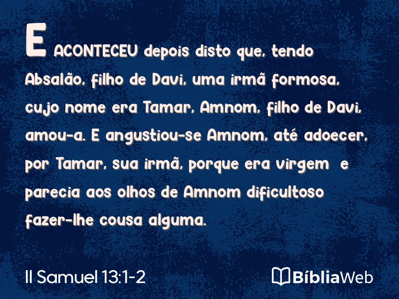 II Samuel 13:1-2 em imagem para compartilhar