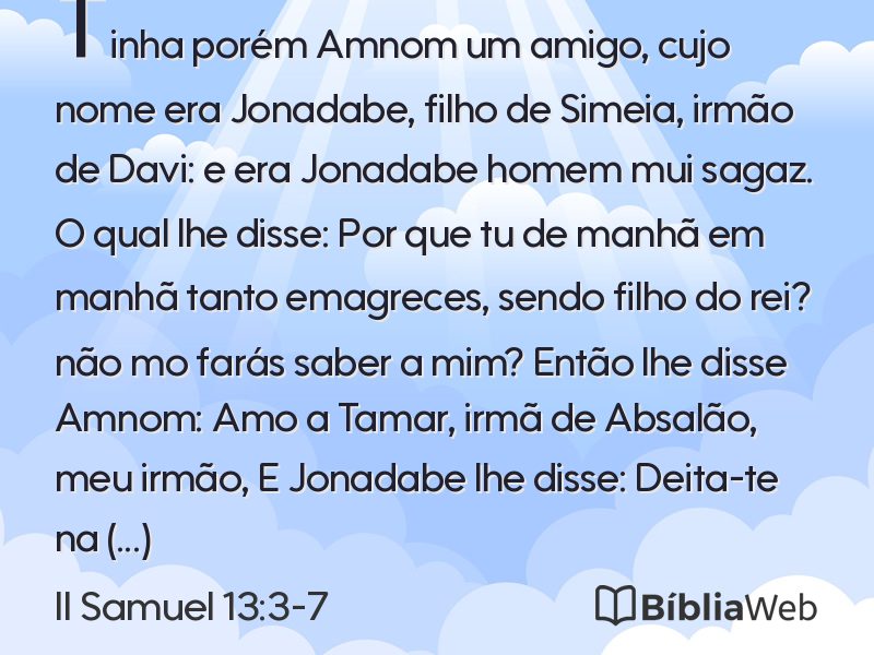 II Samuel 13:3-7 em imagem para compartilhar