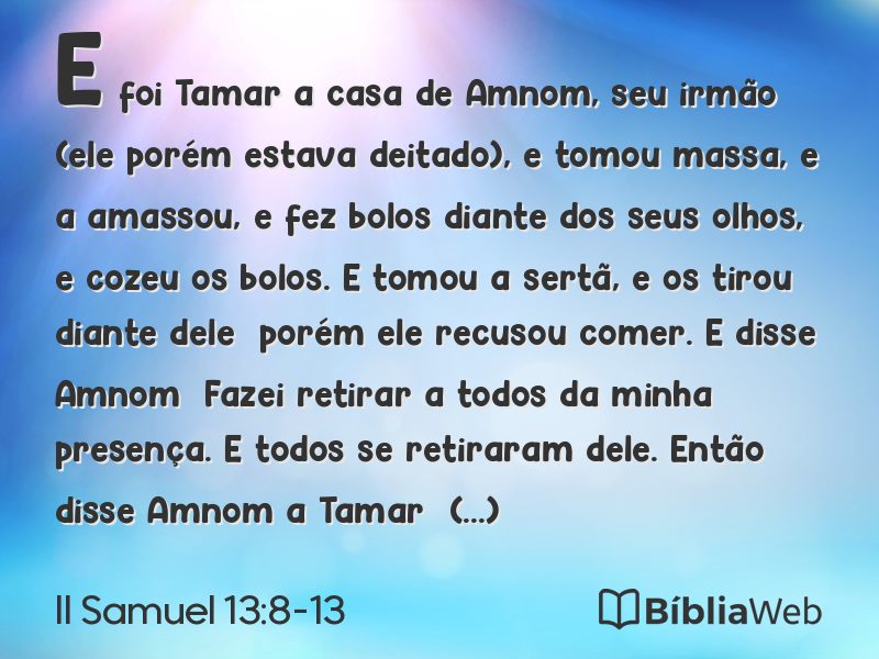 II Samuel 13:8-13 em imagem para compartilhar