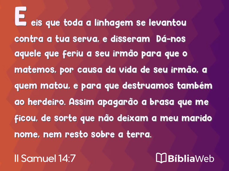II Samuel 14:7 em imagem para compartilhar