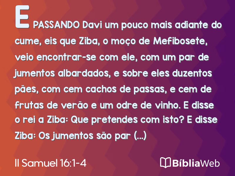 II Samuel 16:1-4 em imagem para compartilhar