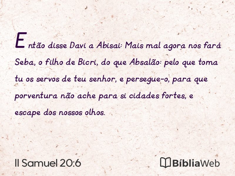 II Samuel 20:6 em imagem para compartilhar