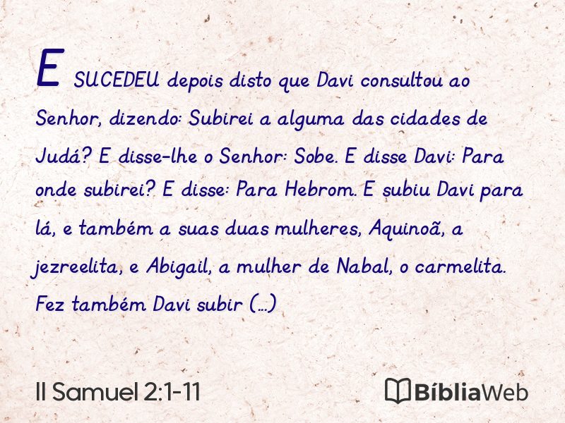 II Samuel 2:1-11 em imagem para compartilhar