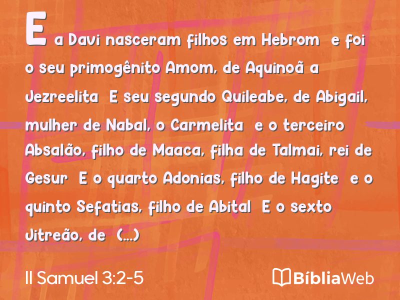 II Samuel 3:2-5 em imagem para compartilhar