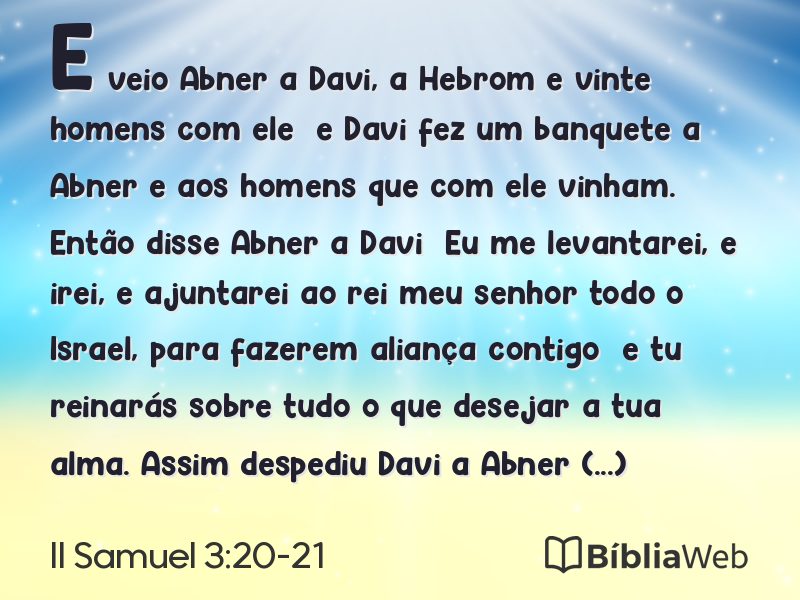 II Samuel 3:20-21 em imagem para compartilhar