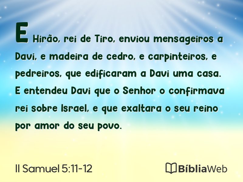 II Samuel 5:11-12 em imagem para compartilhar