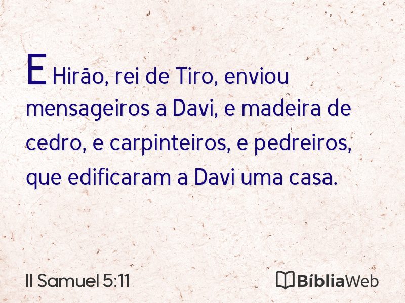II Samuel 5:11 em imagem para compartilhar