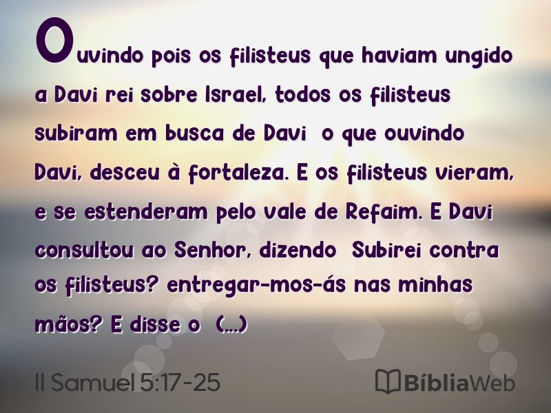 II Samuel 5:17-25 em imagem para compartilhar