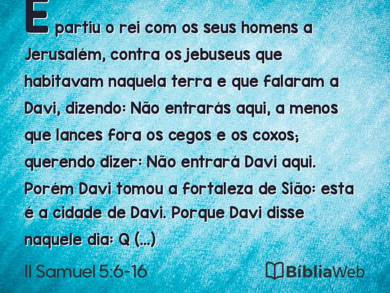II Samuel 5:6-16 em imagem para compartilhar
