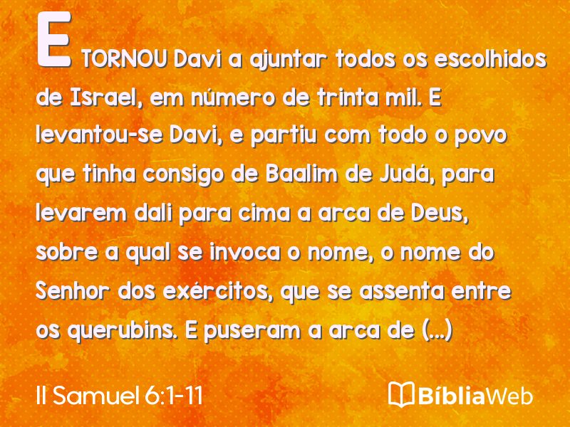 II Samuel 6:1-11 em imagem para compartilhar