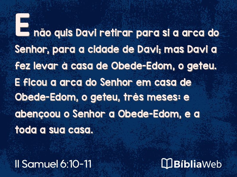 II Samuel 6:10-11 em imagem para compartilhar