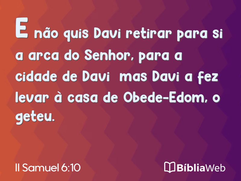 II Samuel 6:10 em imagem para compartilhar