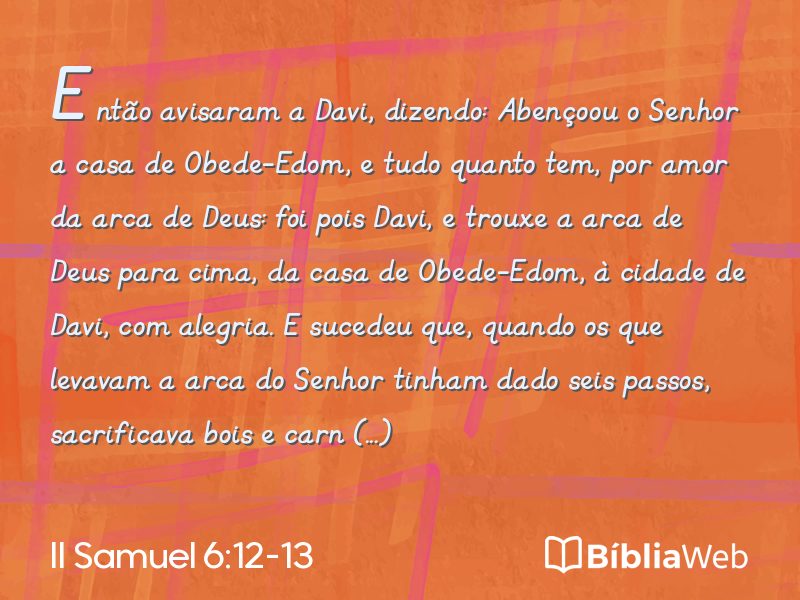II Samuel 6:12-13 em imagem para compartilhar