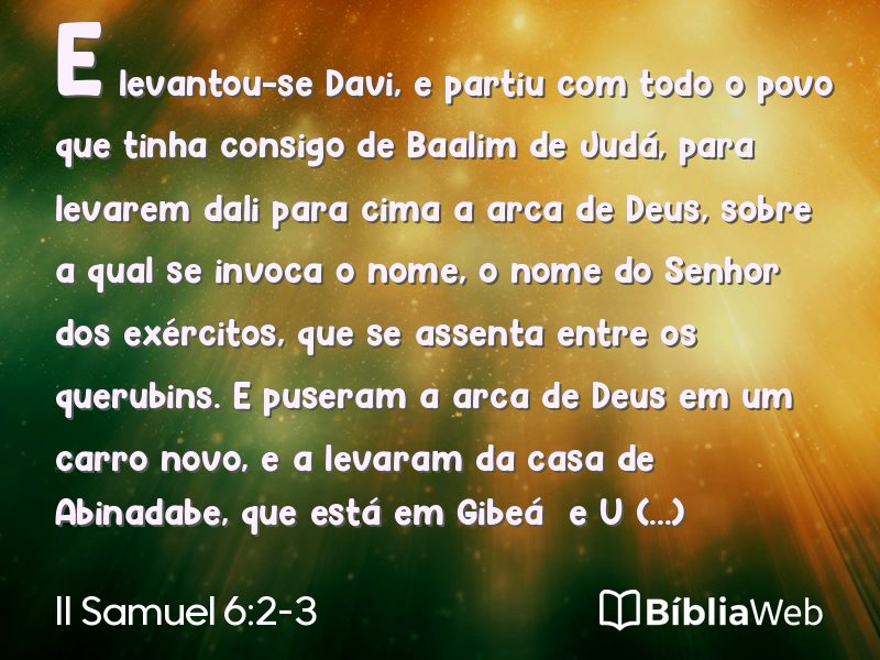 II Samuel 6:2-3 em imagem para compartilhar