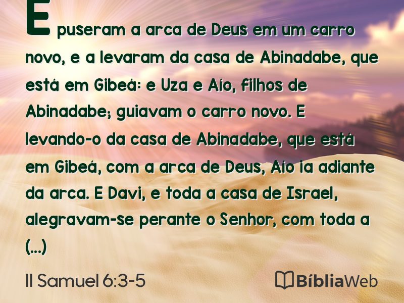 II Samuel 6:3-5 em imagem para compartilhar