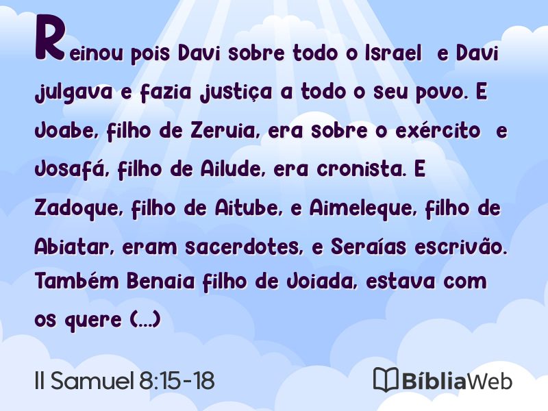 II Samuel 8:15-18 em imagem para compartilhar