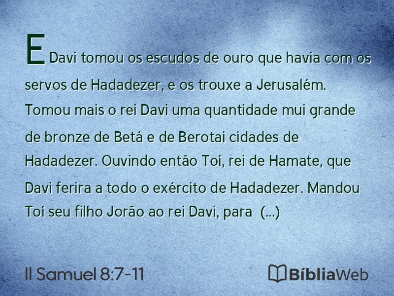 II Samuel 8:7-11 em imagem para compartilhar