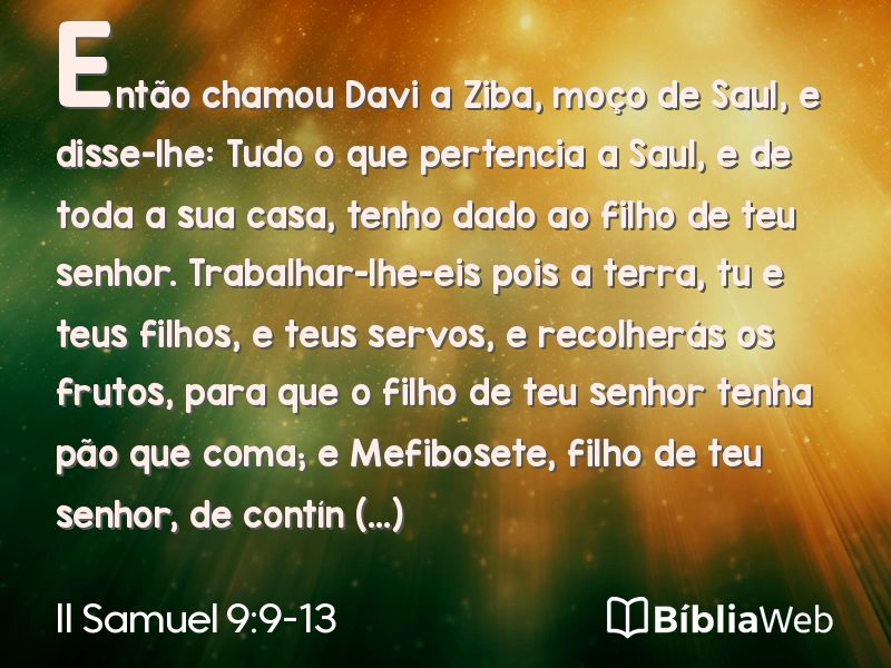 II Samuel 9:9-13 em imagem para compartilhar
