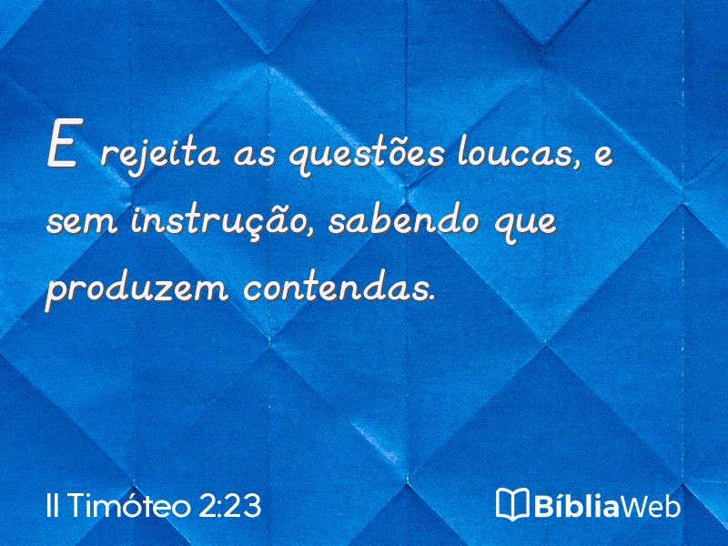 II Timóteo 2:23 em imagem para compartilhar
