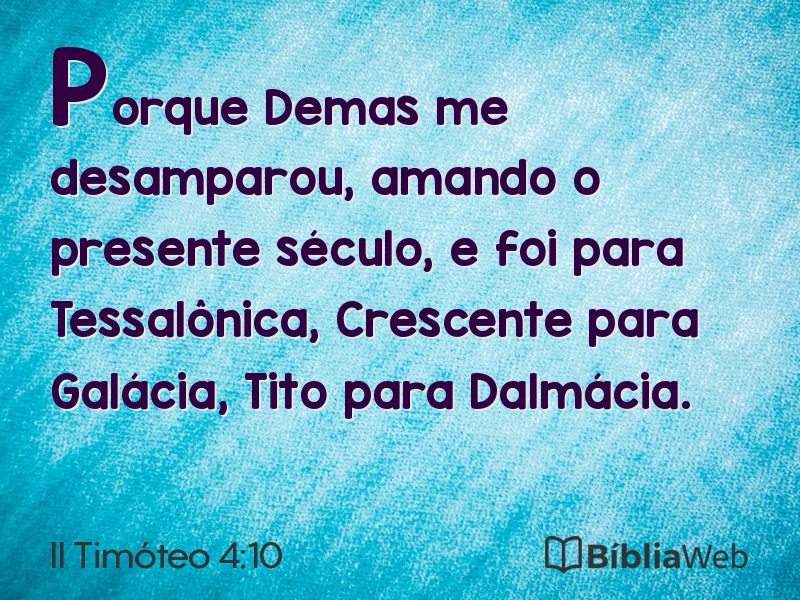 II Timóteo 4:10 em imagem para compartilhar